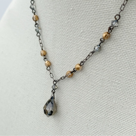 Dainty Glass Beaded Drop Necklace - Picture 1 of 6